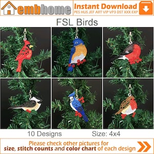 FSL Birds Free Standing Lace Machine Embroidery Designs Instant Download 4x4 hoop 10 designs APE2359