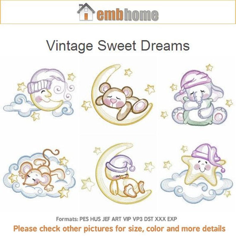 Vintage Sweet Dreams Machine Embroidery Designs Instant Etsy
