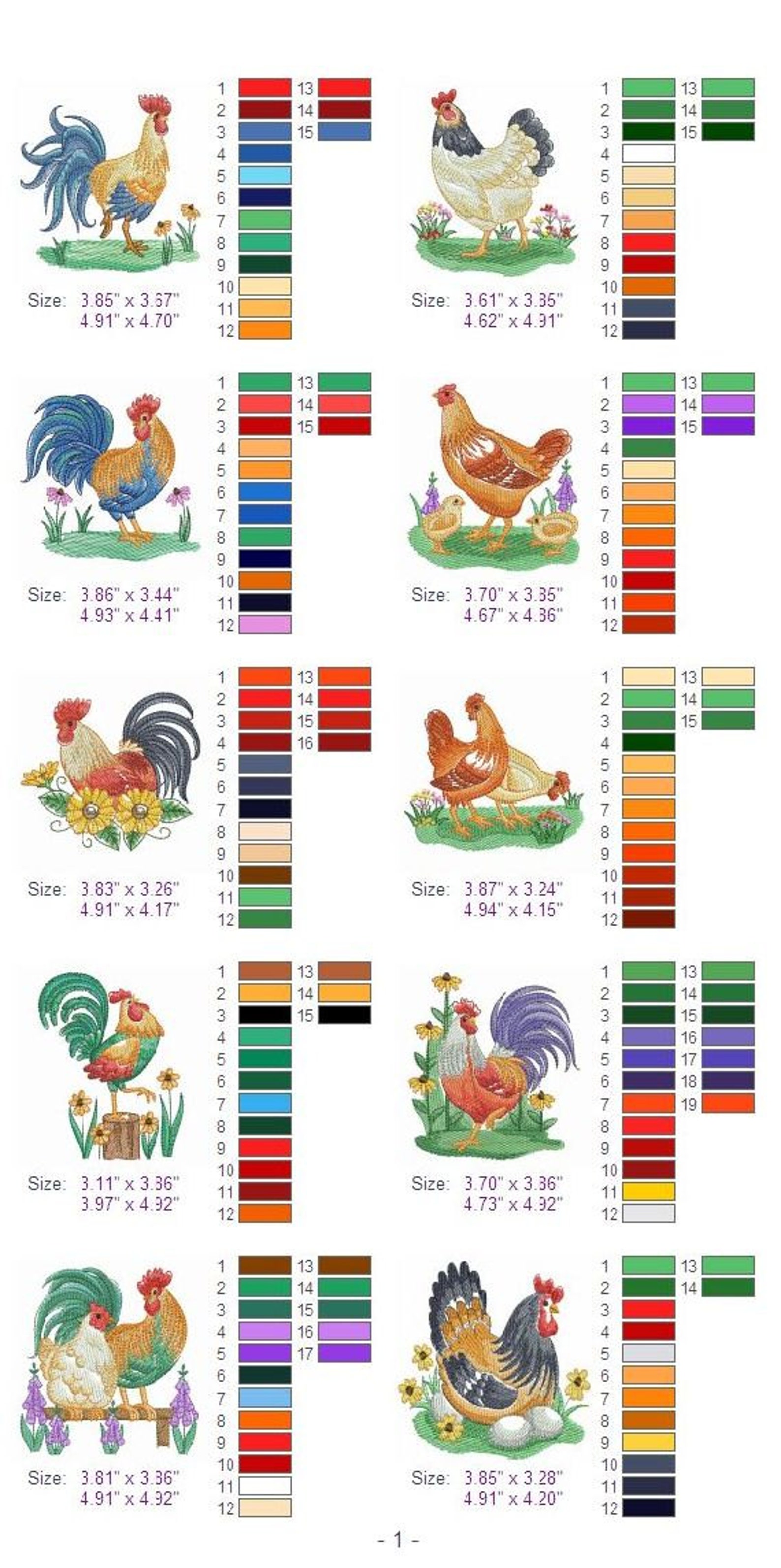 Chickens Machine Embroidery Designs Instant Download 4x4 5x5 Etsy