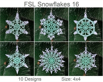 FSL Snowflakes Free Standing Lace Ornament Machine Embroidery Designs Instant Download 4x4 hoop 10 designs APE3400
