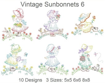 Vintage Sunbonnets Machine Embroidery Designs Pack Instant Download 5x5 6x6 8x8 hoop 10 designs APE2933