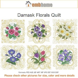 Damask Floral Quilt Machine Embroidery Designs Instant Download 4x4 5x5 6x6 hoop 10 designs APE3316