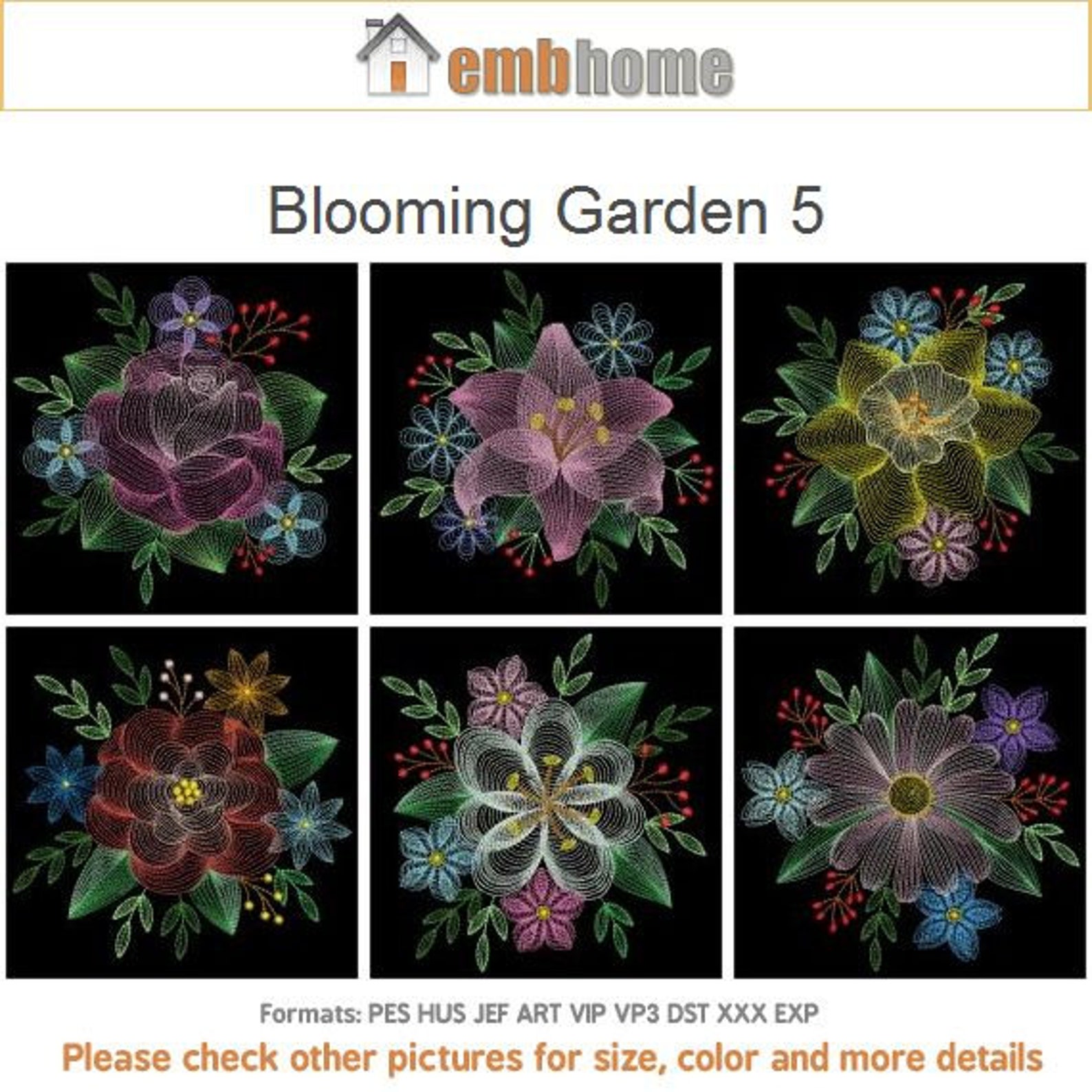 Blooming Garden Machine Embroidery Designs Instant Download Etsy
