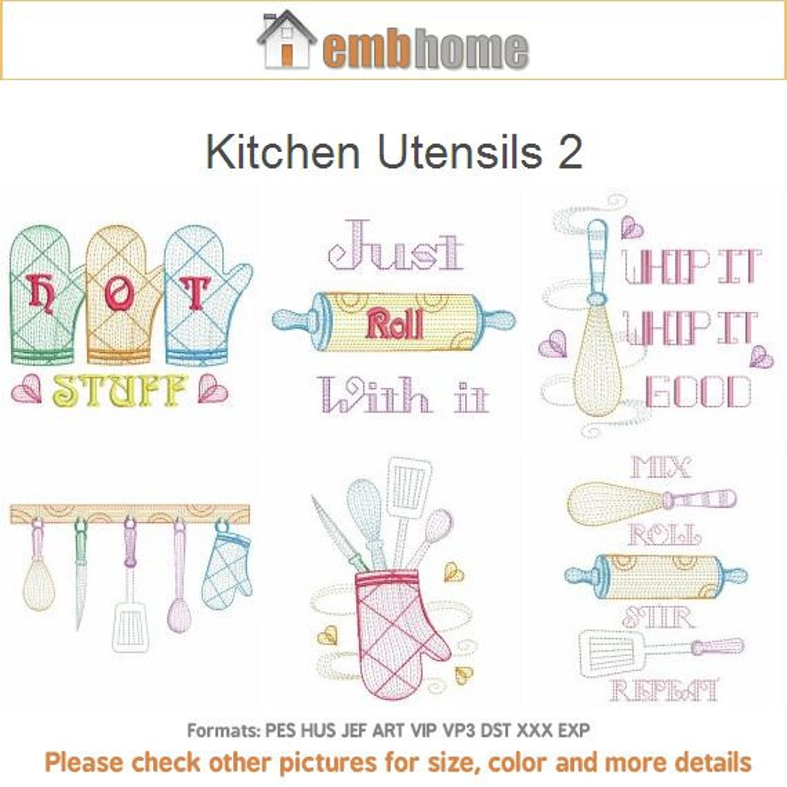 Kitchen Utensils Cooking Tools Machine Embroidery Designs - Etsy