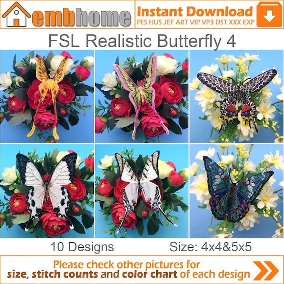 FSL (Free Standing Lace) Flowers - Machine Embroidery Designs Set for hoop  4x4