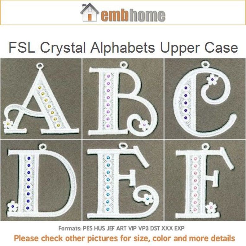 FSL Crystal Alphabets Upper Case Free Standing Lace Letters Etsy