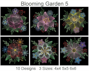 Blooming Garden Machine Embroidery Designs Instant Download 4x4 5x5 6x6 hoop 10 designs APE3068