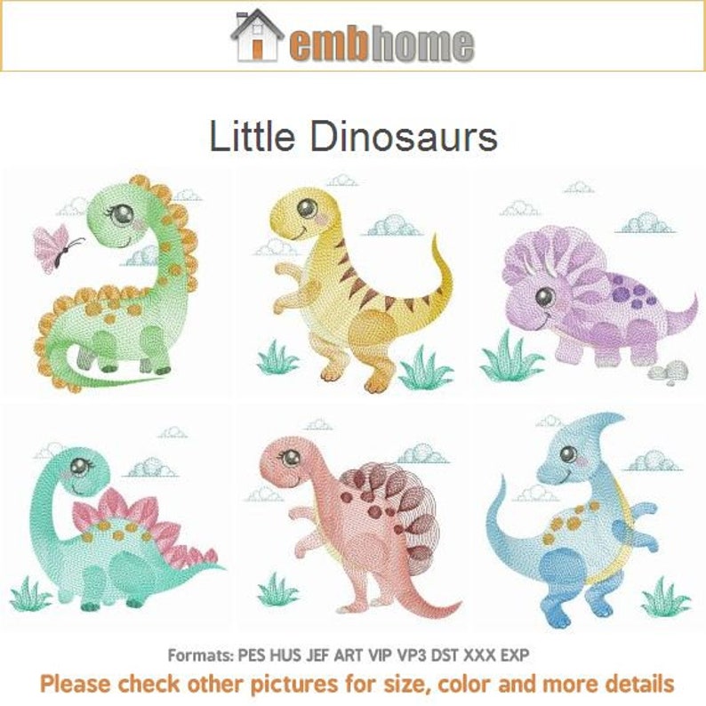 Little Dinosaurs Machine Embroidery Designs Pack Instant Etsy