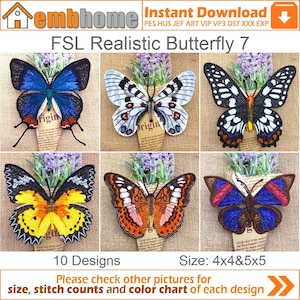 FSL Realistic Butterfly Free Standing Lace Machine Embroidery Designs Instant Download 5x5 hoop 10 designs APE3401