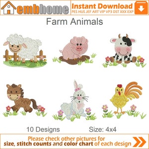 Farm Animals Baby Quilt Machine Embroidery Designs Pack Instant Download 4x4 hoop 10 designs APE1892