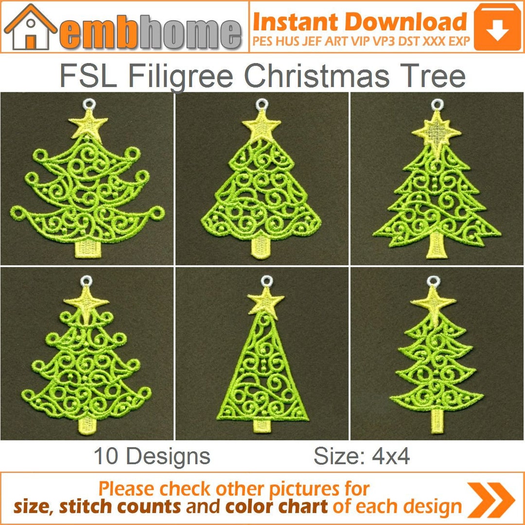FSL Filigree Christmas Tree Ornament Hanger Free Standing Lace Machine ...