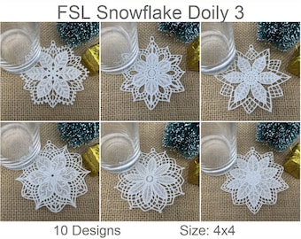 FSL Snowflake Doily Free Standing Lace Machine Embroidery Designs Instant Download 4x4 hoop 10 designs APE3521