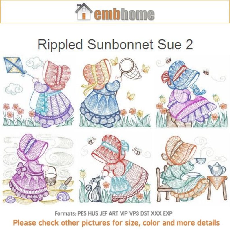 Rippled Sue Machine Embroidery Designs Instant Etsy