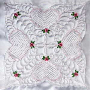 Trapunto Rose Quilt Block Machine Embroidery Designs Pack Instant Download 6x6 8x8 10x10 hoop 12 designs APE2535