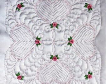 Trapunto Rose Quilt Block Machine Embroidery Designs Pack Instant Download 6x6 8x8 10x10 hoop 12 designs APE2535