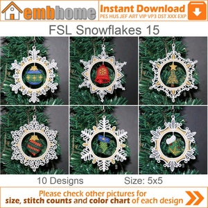 FSL Snowflakes Free Standing Lace Ornament Machine Embroidery Designs Instant Download 5x5 hoop 10 designs APE3395