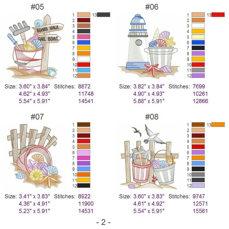 Beach Fun Machine Embroidery Designs Instant Download 4x4 5x5 6x6 Hoop ...