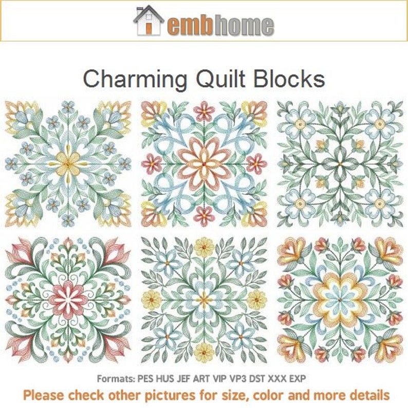 Charming Quilt Blocks Machine Embroidery Designs Instant Etsy