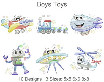 Boys Toys Machine Embroidery Designs Instant Download 5x5 6x6 8x8  hoop 10 designs APE3022
