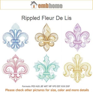 Rippled Fleur De Lis Accent Regal Decor Machine Embroidery Designs Instant Download 4x4 5x5 6x6 hoop 10 designs APE1654
