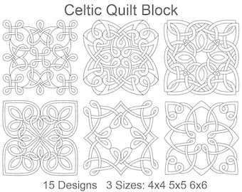 Celtic Quilt Block Machine Embroidery Designs Instant Download 4x4 5x5 6x6 hoop 15 designs SHE5455