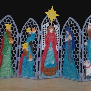 FSL Nativity Panel Screen - Free Standing Lace Machine Embroidery Designs Instant Download 5x7 hoop 10 designs APE2424