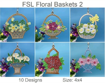 FSL Floral Baskets Free Standing Lace Letters Machine Embroidery Designs Instant Download 4x4 hoop 10 designs APE2932
