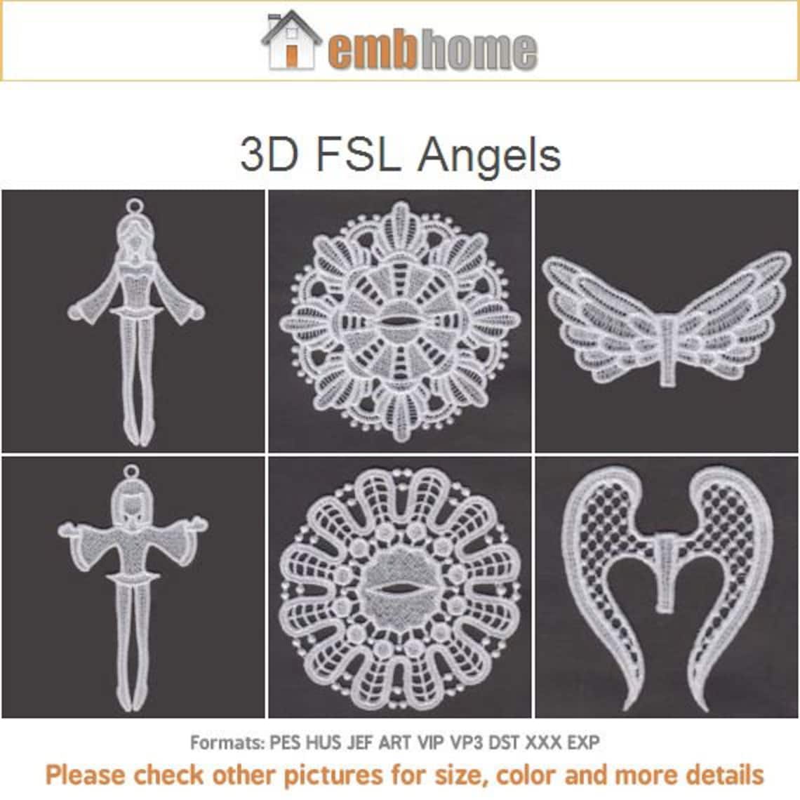 3D FSL Angels Free Standing Lace Machine Embroidery Designs Etsy