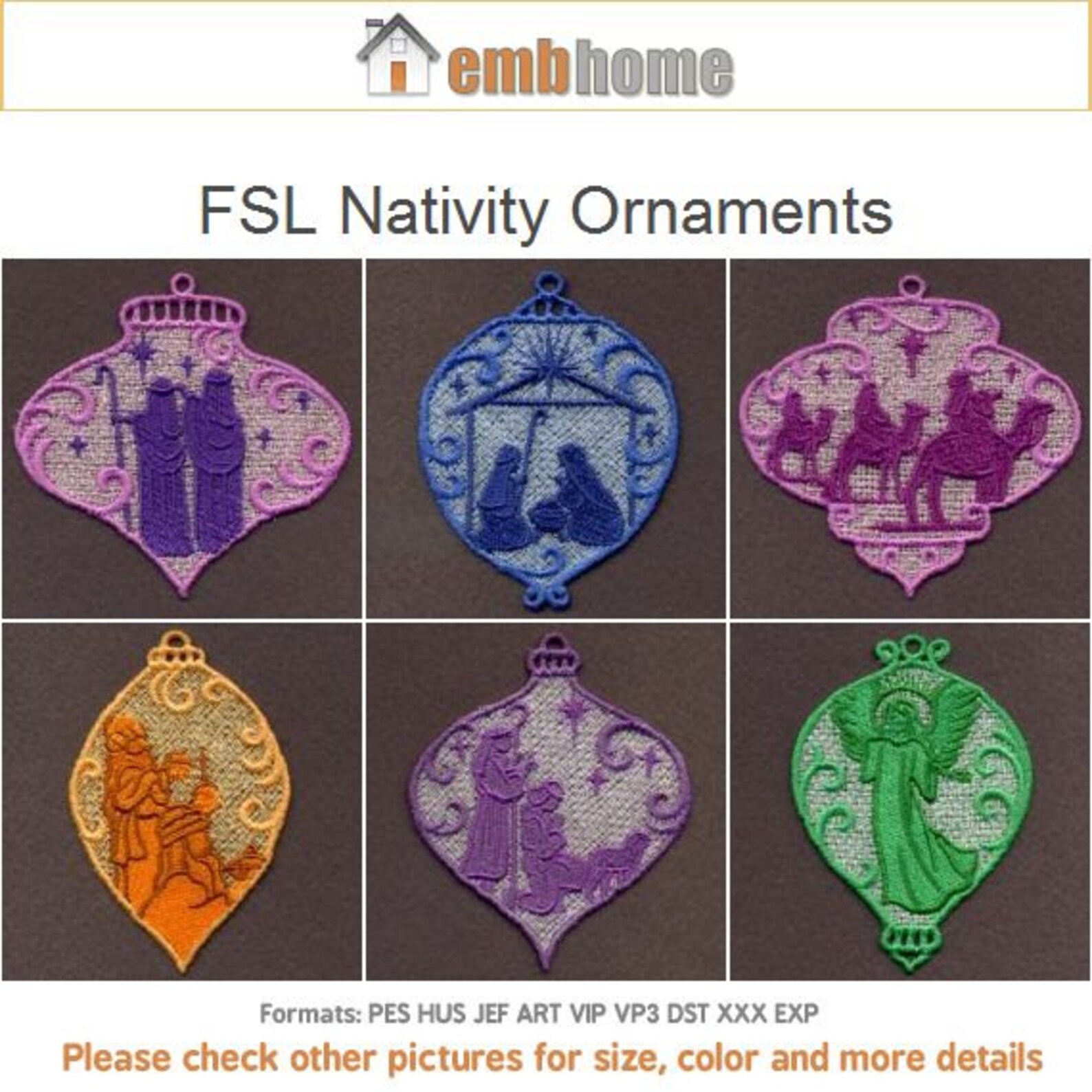 FSL Nativity Christmas Ornaments Free Standing Lace Machine Etsy