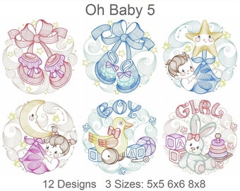 Oh Baby Machine Embroidery Designs Pack Instant Download 5x5 6x6 8x8 hoop 12 designs APE3447