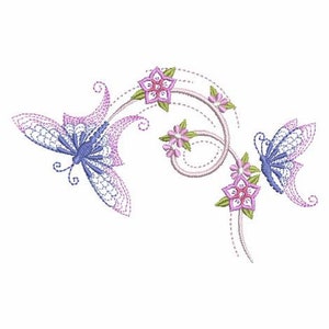 Petals in Flight Flowers Butterfly Machine Embroidery Designs Instant ...
