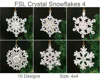 FSL Crystal Snowflakes Free Standing Lace Letters Machine Embroidery Designs Instant Download 4x4 hoop 10 designs APE2415