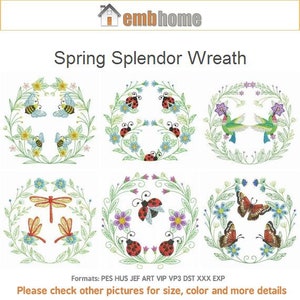 Spring Splendor Wreath Embroidery Designs Instant Download 5x5 6x6 hoop 10 designs APE2907