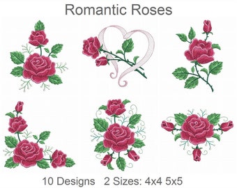 Romantic Roses Machine Embroidery Designs Instant Download 4x4 hoop 10 designs APE2463