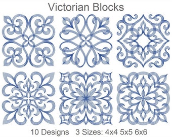 Victorian Blocks Machine Embroidery Designs Instant Download 4x4 5x5 6x6 hoop 10 designs APE3438