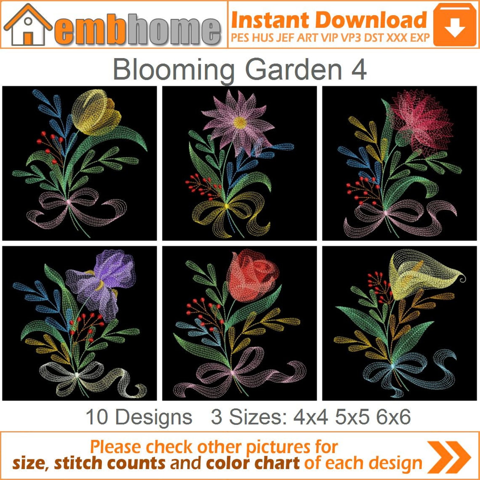 Blooming Garden Machine Embroidery Designs Instant Download Etsy