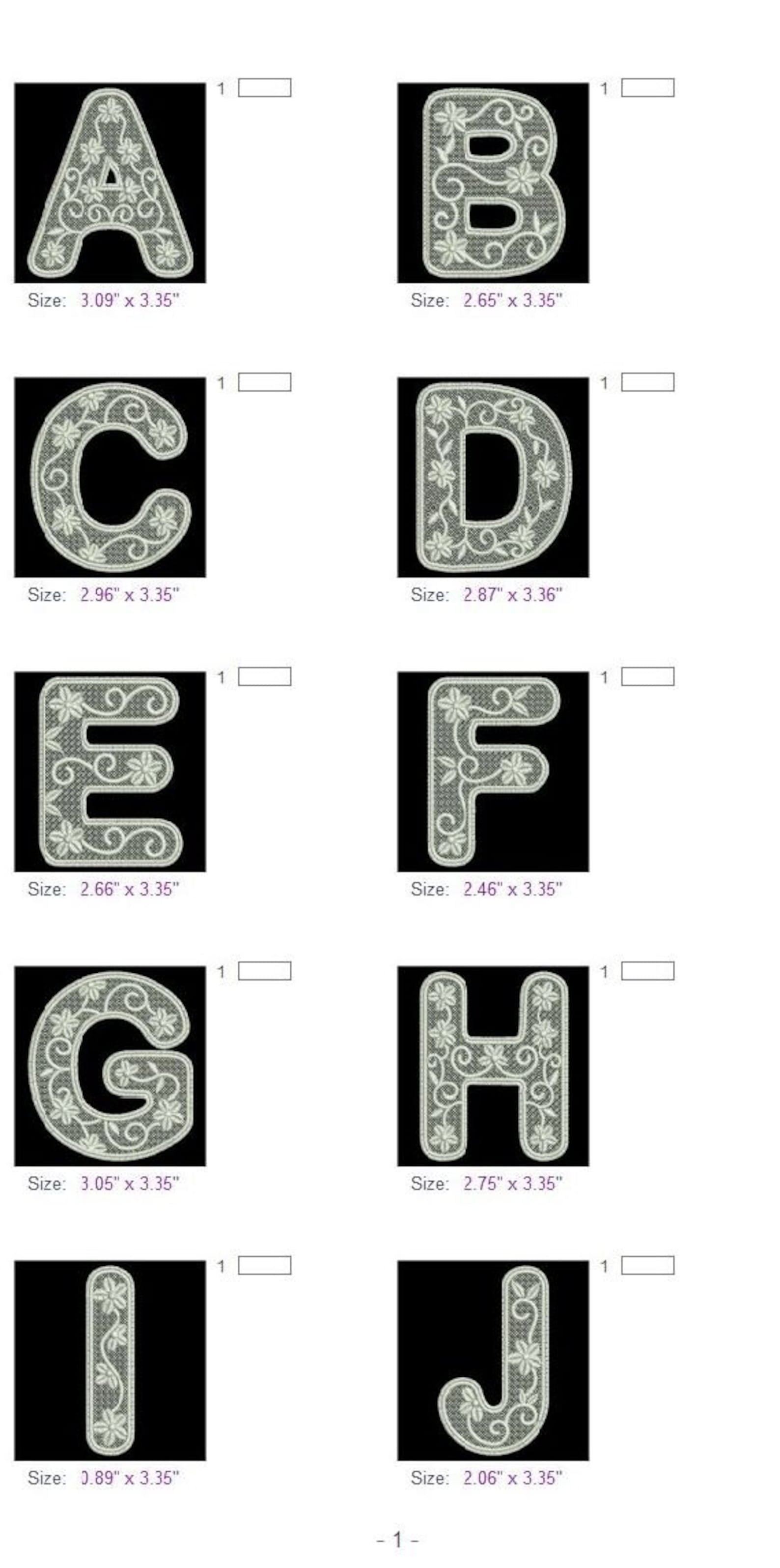 FSL Floral Alphabet Uppercase Ornament Free Standing Lace Machine ...