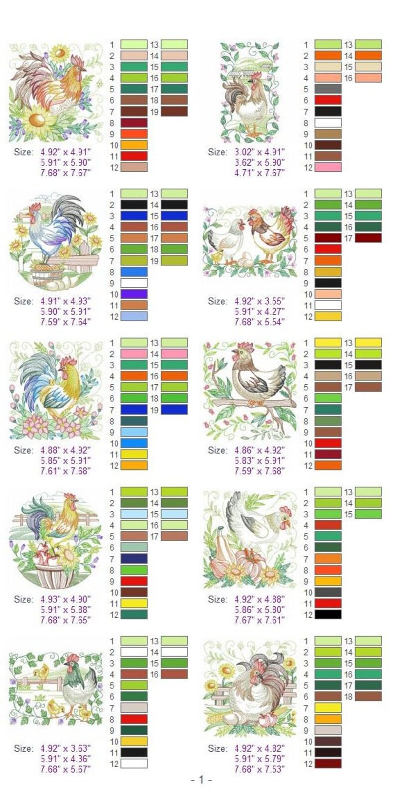 Chickens Machine Embroidery Designs Pack Instant Download 5x5 Etsy