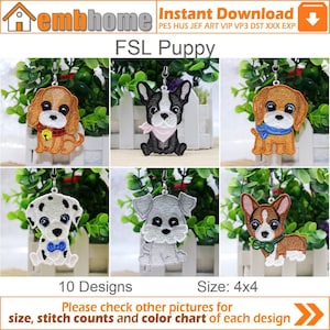 FSL Puppy Free Standing Lace Holiday Hanger Machine Embroidery Designs Instant Download 4x4 hoop 10 designs APE3424