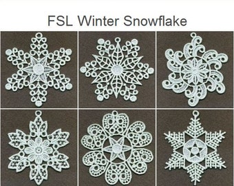 FSL Winter Snowflake Free Standing Lace Machine Embroidery Designs Instant Download 4x4 hoop 10 designs SHE1766