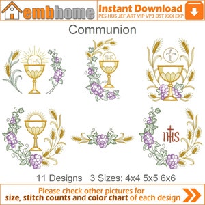 Communion Machine Embroidery Designs Instant Download 4x4 5x5 6x6 hoop 11 designs SHE5096