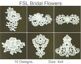 FSL Flowers Ornament Free Standing Lace Machine Embroidery Designs Instant Download 4x4 hoop 10 designs APE1614