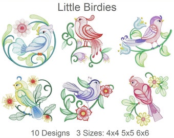 Little Birdies Machine Embroidery Designs Instant Download 4x4 5x5 6x6 hoop 10 designs SHE5016