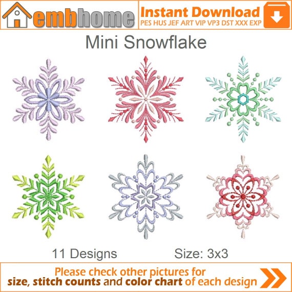 2 different sized Snowflake Charms to add to Winter Embroidery and Quilted  Designs. (note: these are not buttons)