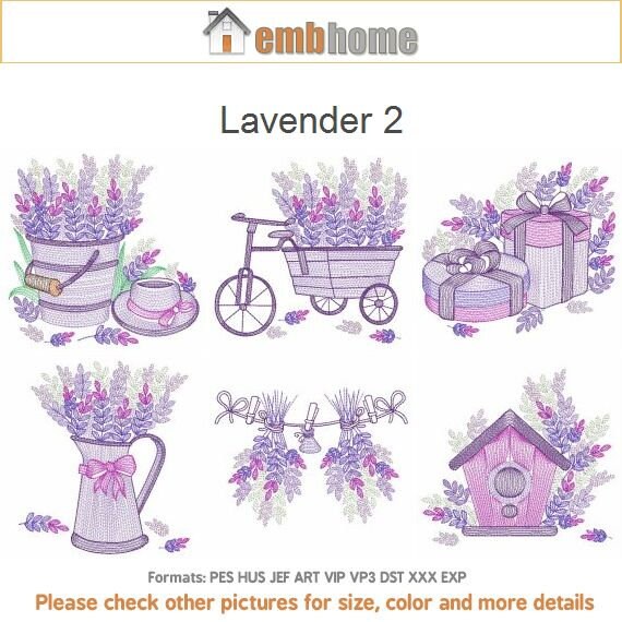 Lavender Machine Embroidery Designs Pack Instant Download 5x5 Etsy