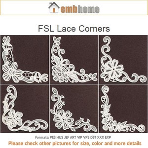 FSL Lace Corners - Free Standing Lace Machine Embroidery Designs Instant Download 4x4 hoop 10 designs SHE1647