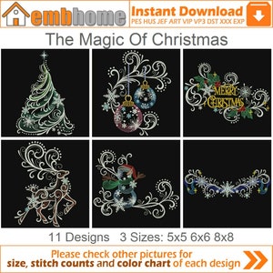 The Magic Of Christmas Machine Embroidery Designs Instant Download 5x5 6x6 8x8 hoop 11 designs APE3237