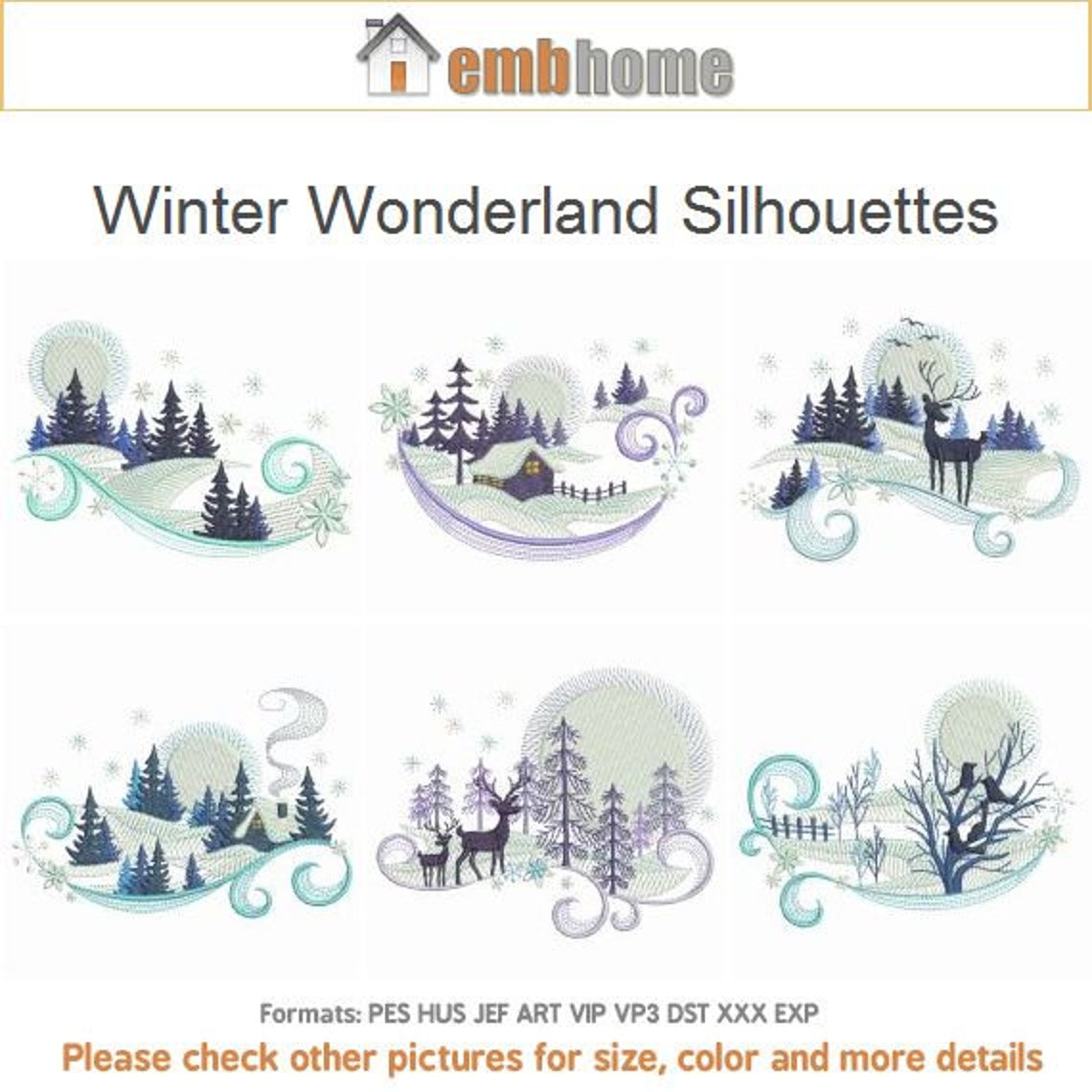 Winter Wonderland Silhouettes Machine Embroidery Designs Pack Etsy