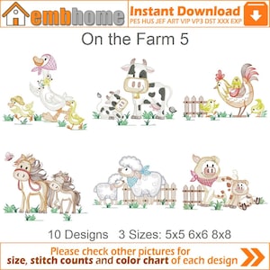 On The Farm Machine Embroidery Designs Pack Instant Download 5x5 6x6 8x8 hoop 10 designs APE3281