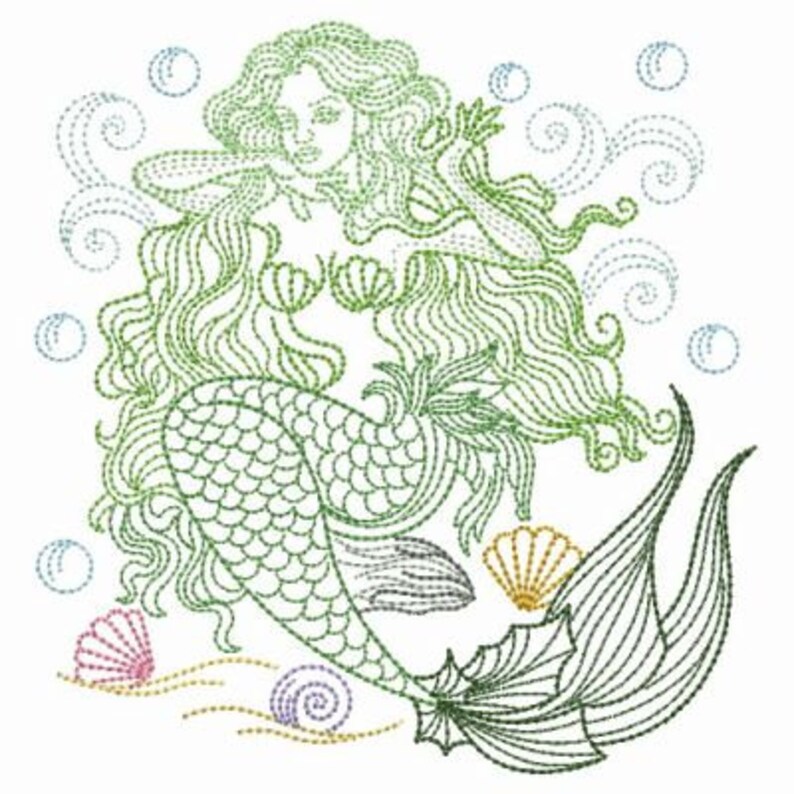 Vintage Mermaids Machine Embroidery Designs Pack Instant Etsy